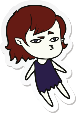 Bir insan tarafından çizilmiş vampir bir kızın çıkartması.