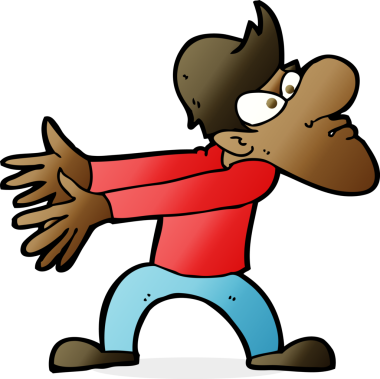 Çizgi film bir insan tarafından çizilmiş rahatsız bir adam.