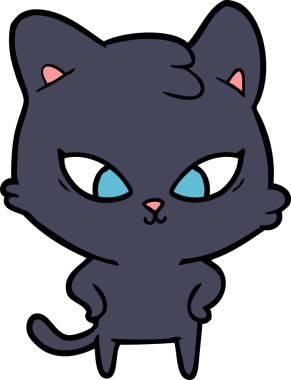 Bir insan tarafından çizilmiş sevimli çizgi film kedisi.