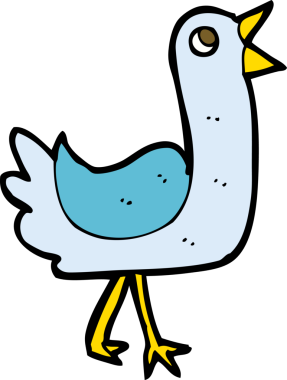 Bir insan tarafından çizilmiş çizgi film kuşu.