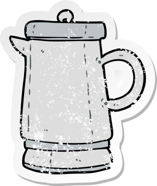 Bir insan tarafından çizilmiş eski bir karikatür çıkartması.