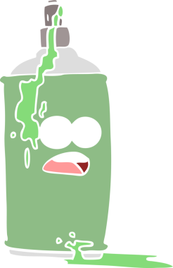 Bir insan tarafından çizilmiş düz renkli sprey boya kutusu.