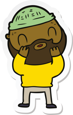 Bir insan tarafından çizilmiş sakallı bir adamın çıkartması.