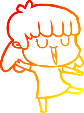 Bir insan tarafından çizilmiş gülen çizgi film kadını çizimi.