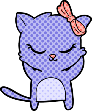 Bir insan tarafından çizilmiş sevimli çizgi film kedisi.