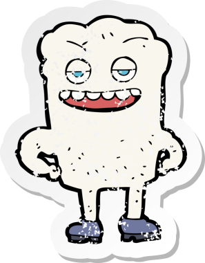 Bir insan tarafından çizilmiş karikatür dişli bir çıkartmanın gerilemiş hali.