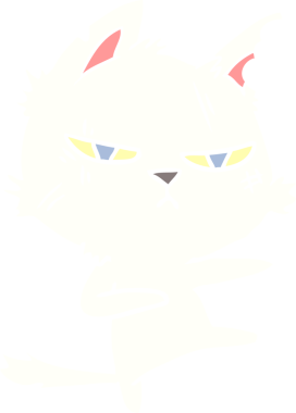 sert düz renkli çizgi film kedisi bir insan tarafından çizilmiş.