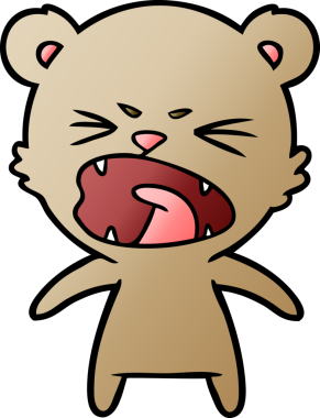 Bir insan tarafından çizilmiş kızgın çizgi film ayısı.