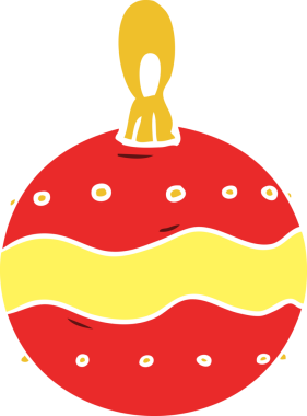 Bir insan tarafından çizilmiş düz renk karikatür Noel süsleri