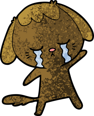 Bir insan tarafından çizilmiş ağlayan bir köpek.