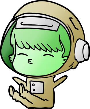 Bir insan tarafından çizilmiş meraklı astronot çizgi filmi.