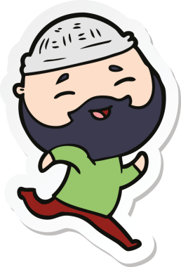 Bir insan tarafından çizilmiş mutlu sakallı bir adamın çıkartması.