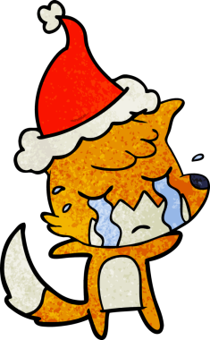 Ağlayan tilki eli bir insan tarafından çizilmiş Noel Baba şapkası.