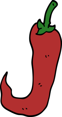 Bir insan tarafından çizilmiş kırmızı acı biber.