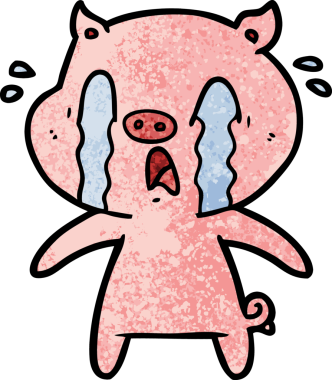 Bir insan tarafından çizilmiş ağlayan domuz çizgi filmi.