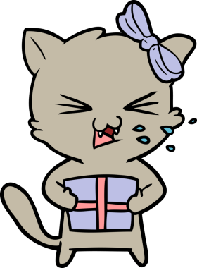 Bir insan tarafından çizilmiş çizgi film kedisi.