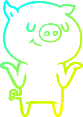 Bir insan tarafından çizilmiş mutlu çizgi film domuzu çizimi.