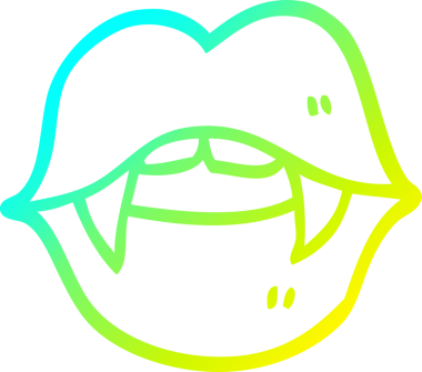 Bir insan tarafından çizilen vampir ağzının soğuk gradyan çizgisi.