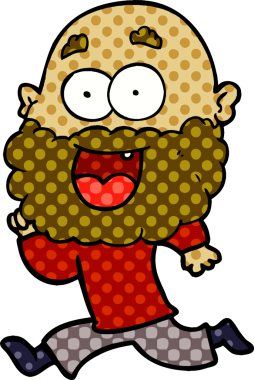 Bir insan tarafından çizilmiş sakallı çılgın mutlu adam çizgi filmi.