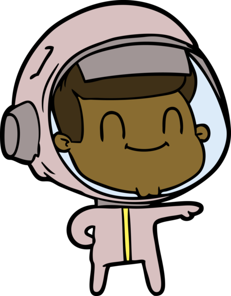 Bir insan tarafından çizilmiş mutlu astronot.