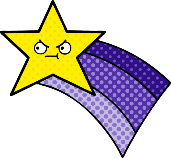 Bir insan tarafından çizilmiş kayan gökkuşağı yıldızının çizgi filmi.