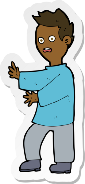 Bir insan tarafından çizilmiş bir karikatür çıkartması.