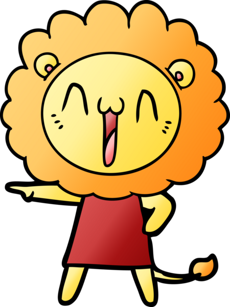 Bir insan tarafından çizilmiş mutlu çizgi film aslanı.