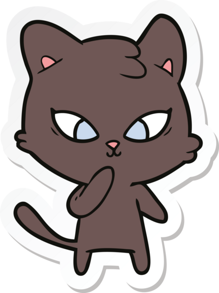 Bir insan tarafından çizilmiş şirin bir çizgi film kedisinin çıkartması.