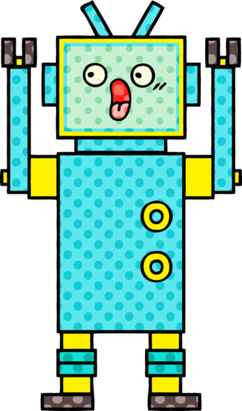 bir insan tarafından çizilmiş bir robotun çizgi roman tarzı