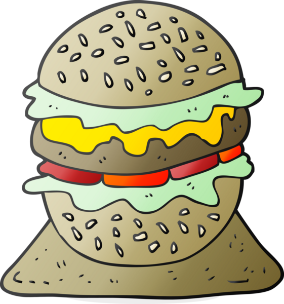 Bir insan tarafından çizilmiş serbest çizim, lezzetli bir hamburger.