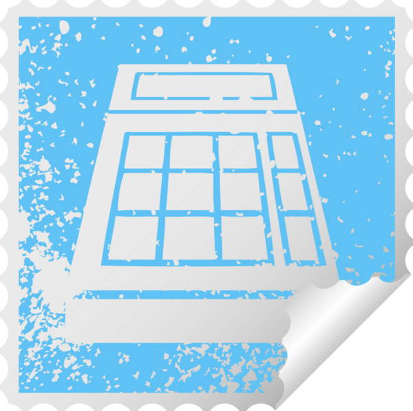 Bir insan tarafından çizilmiş okul hesap makinesinin kare soyma etiketi.