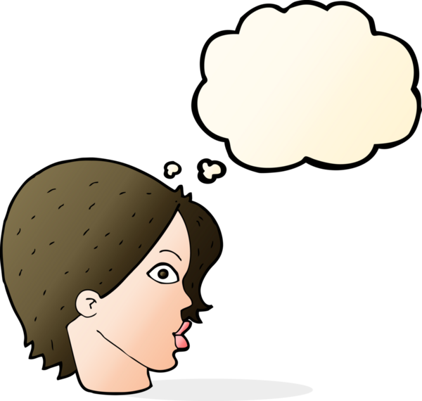 Bir insan tarafından çizilmiş düşünce baloncuğu olan bir karikatür.