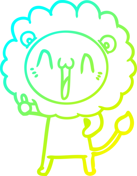 Bir insan tarafından çizilmiş mutlu çizgi film aslanı çizimi.