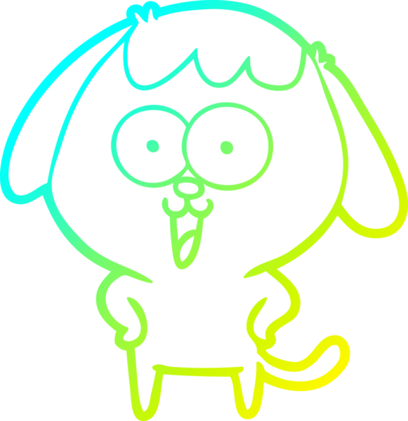 Bir insan tarafından çizilmiş şirin bir çizgi köpeğin soğuk gradyan çizgisi.