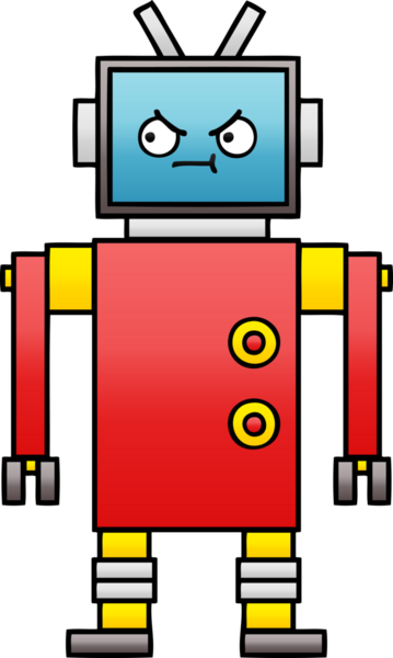 Bir insan tarafından çizilmiş bir robotun gölgelenmiş çizimi