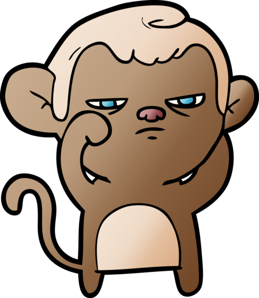 Bir insan tarafından çizilmiş sinir bozucu bir maymun.