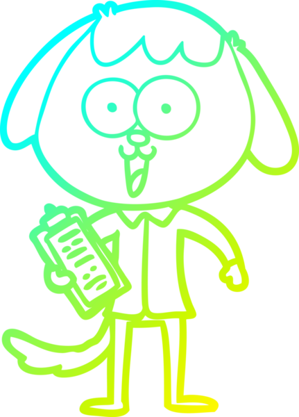 Bir insan tarafından çizilmiş ofis tişörtü giyen sevimli bir köpeğin çizimi.