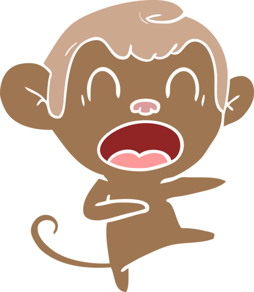 Bir insan tarafından çizilmiş düz renkli çizgi film maymunu.