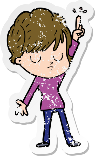 Bir insan tarafından çizilmiş karikatür bir kadının sıkıntılı çıkartması.