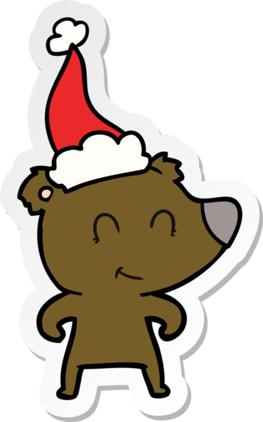 Kadın ayı eli, insan tarafından çizilmiş Noel Baba şapkasının çıkartmasını çizmiş.