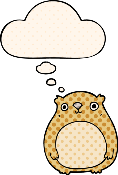 Çizgi roman tarzında bir insan tarafından çizilmiş düşünce kabarcığı olan çizgi film ayısı.