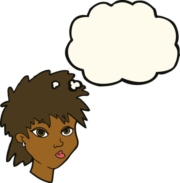 Bir insan tarafından çizilmiş düşünce baloncuğu olan meraklı kız.