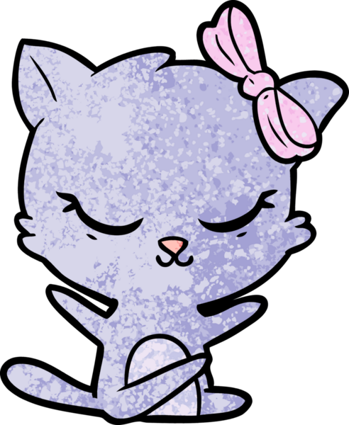 Bir insan tarafından çizilmiş sevimli çizgi film kedisi.