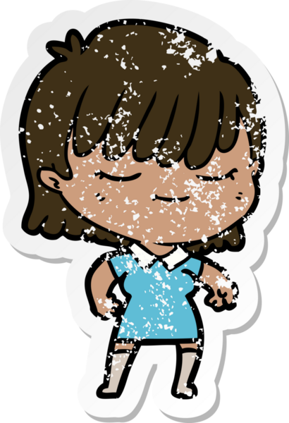 Bir insan tarafından çizilmiş karikatür bir kadının sıkıntılı çıkartması.