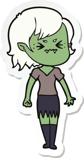 Bir insan tarafından çizilmiş kızgın bir vampir kızın çıkartması.