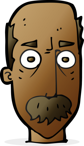 Bir insan tarafından çizilmiş bıyıklı bir çizgi film adamı.