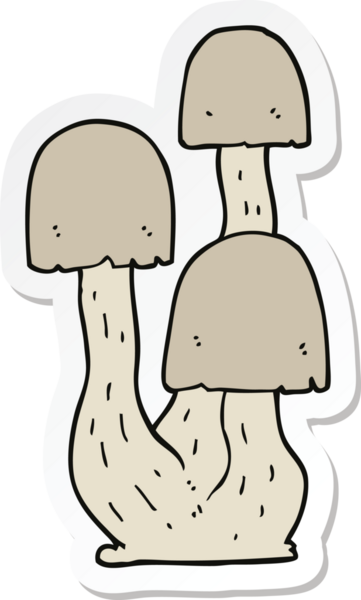 Bir insan tarafından çizilmiş karikatür mantarı çıkartması.