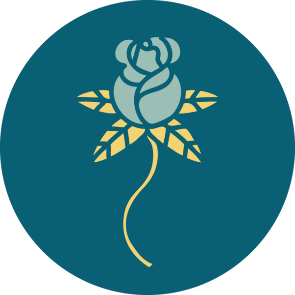 Bir insan tarafından çizilmiş gülün ikonik dövme şekli