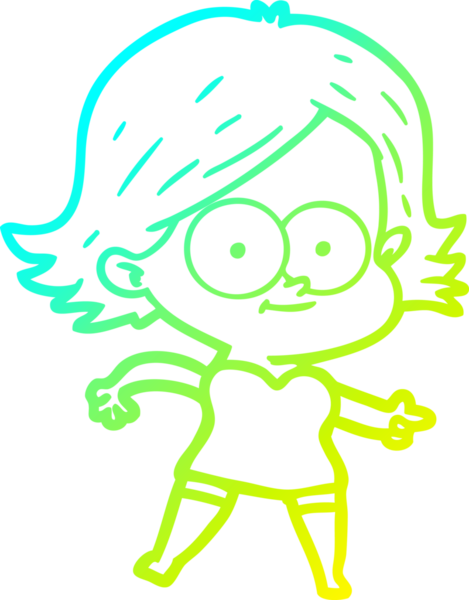 Bir insan tarafından çizilmiş mutlu çizgi film kızı çizimi.