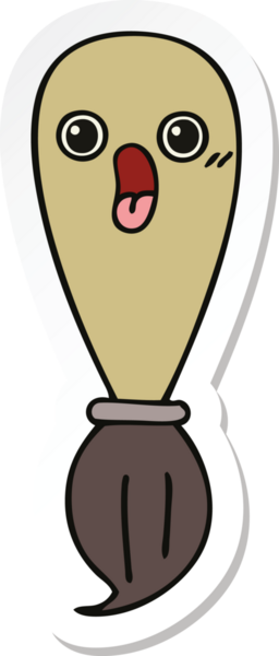 Bir insan tarafından çizilmiş şirin bir karikatür fırçasının çıkartması.